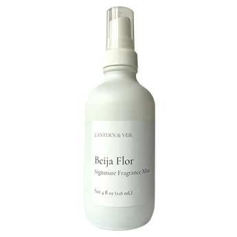 White bottle of Beija Flor Signature Fragrance Mist by Lantern & Veil on a white background