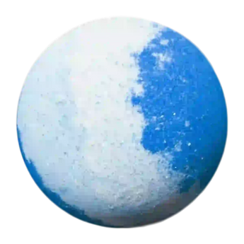 Blue and white bath bomb with a transparent background