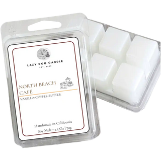 North Beach Café Soy Melt by Lazy Dog Candle, featuring creamy coffee, vanilla, maple, butter, coconut, and tonka fragrance notes