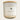A 12 oz glass jar candle with a light wood bamboo lid, and a white label reading 'Ocean Beach' 